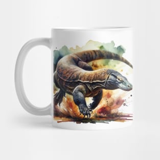 Island Predator: Majestic Komodo Dragon Watercolor Mug